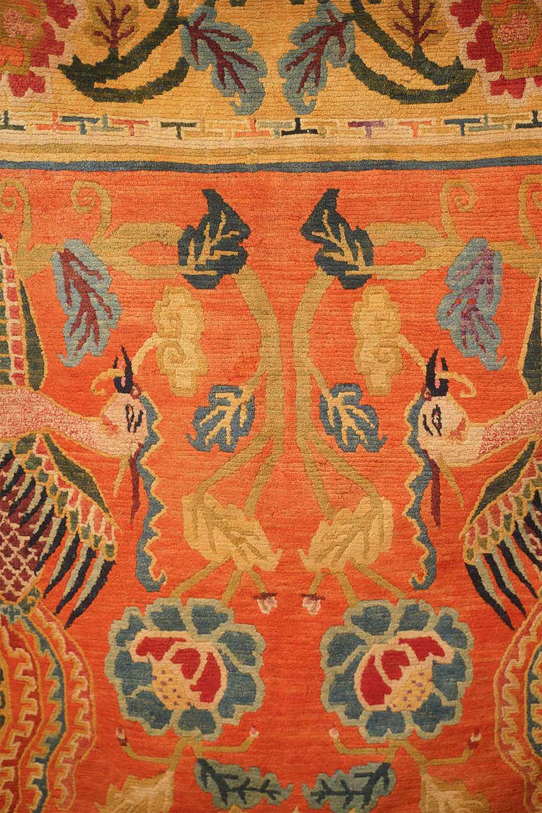 Horse Blanket/Cover, Tibetan Rug | Phoenix &amp; Lotus Ceremonial Design | Detail View