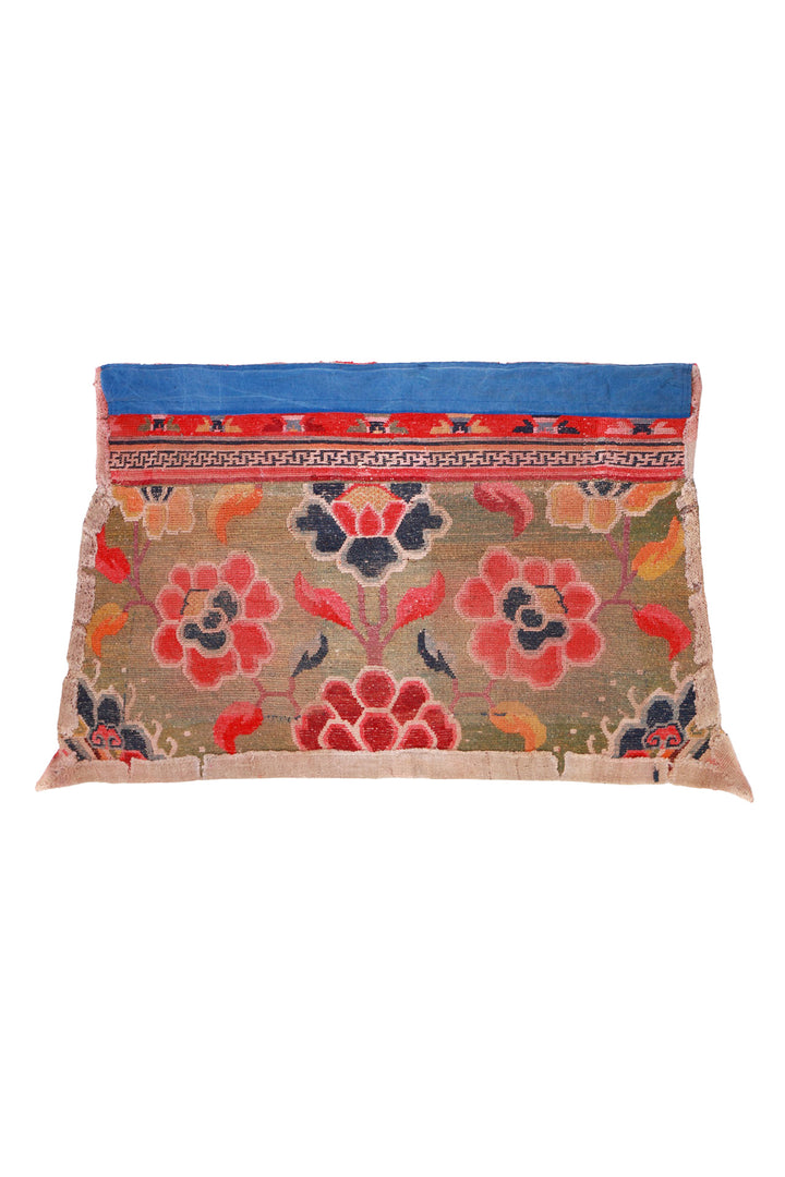 Horse Blanket, Tibetan Rug | Lotus Flowers | Back View