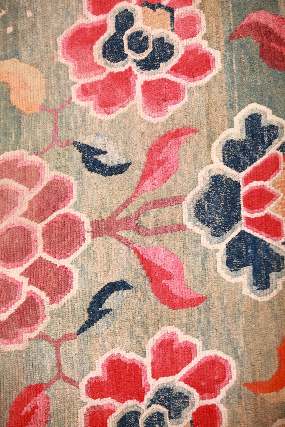 Horse Blanket, Tibetan Rug | Lotus Flowers | Detail View