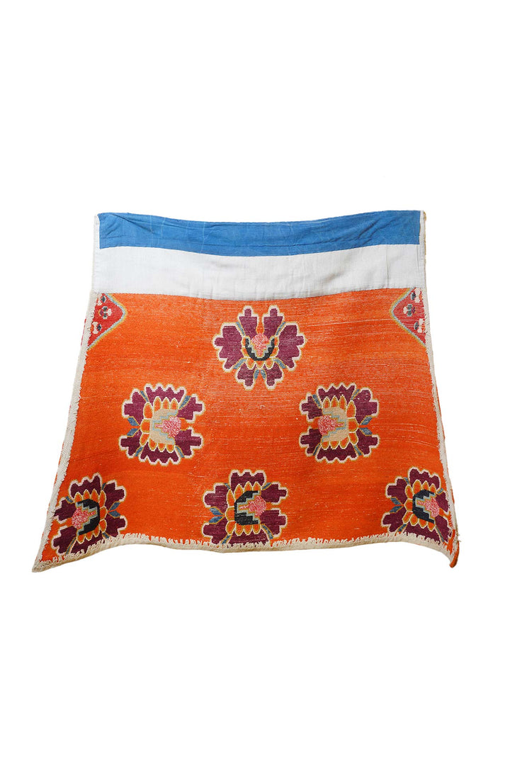 Horse Blanket, Tibetan Rug | Vermilion Field Floral Medallions | Back View