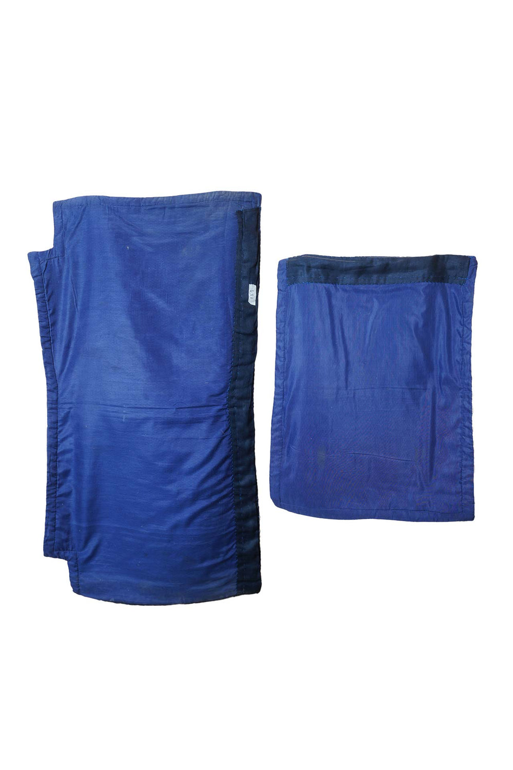 Tibetan Saddle Rug Set | Midnight Blue Floral Roundel | Back View