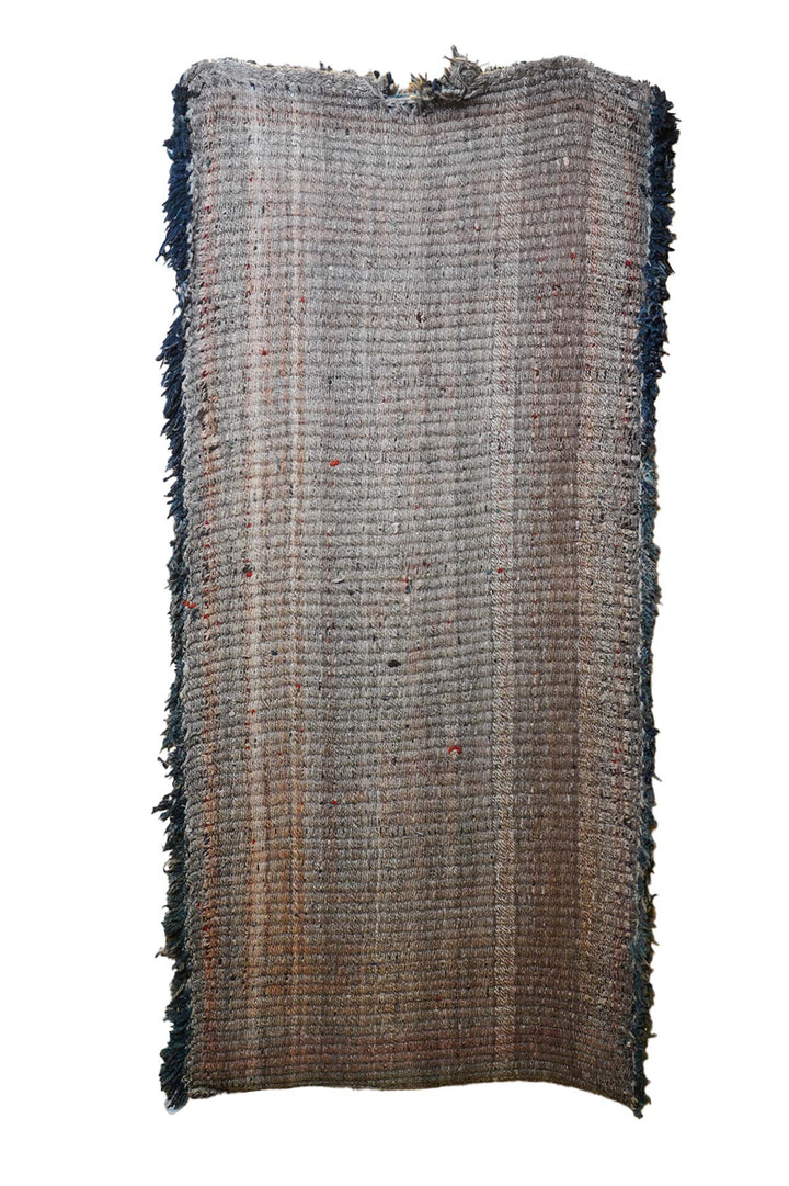 Tibetan Warp-Face Rug | Three Medallion &amp; Greek Key | Back View