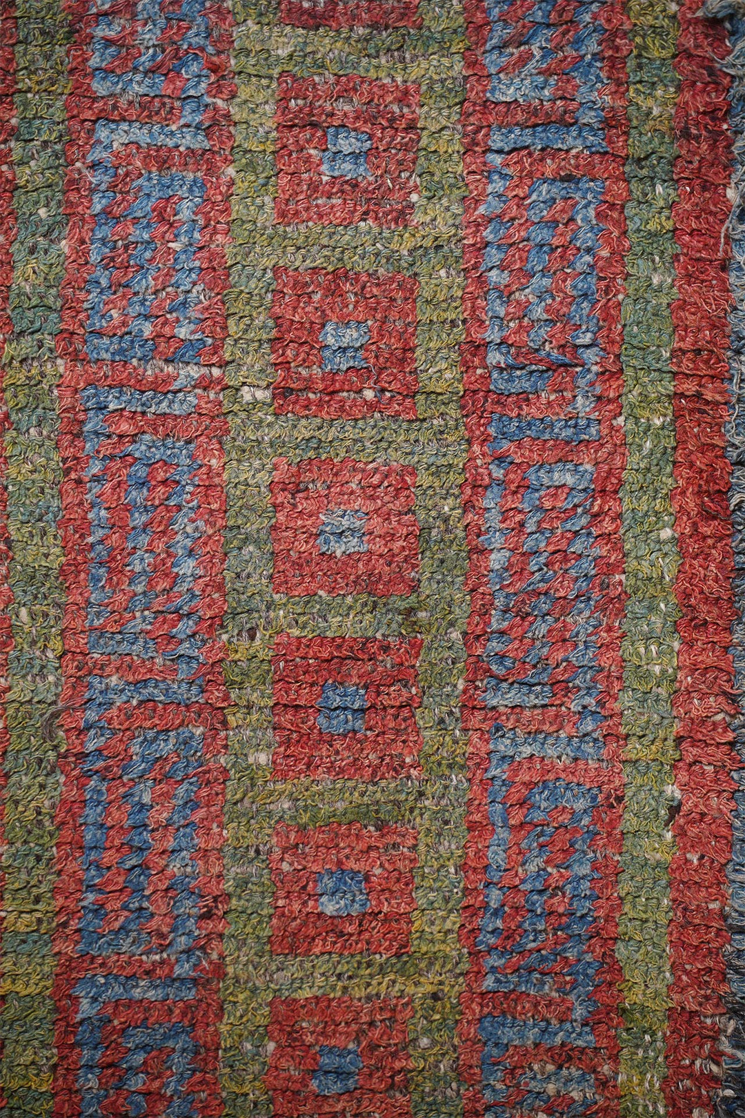 Tibetan Warp-Faced Runner | Geometric Lattice Field | Detail View