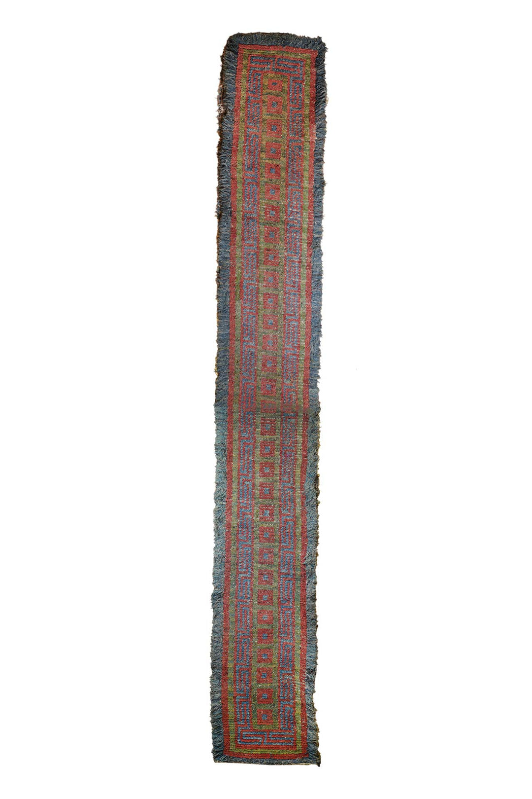 Tibetan Warp-Faced Runner | Geometric Lattice Field | Front View